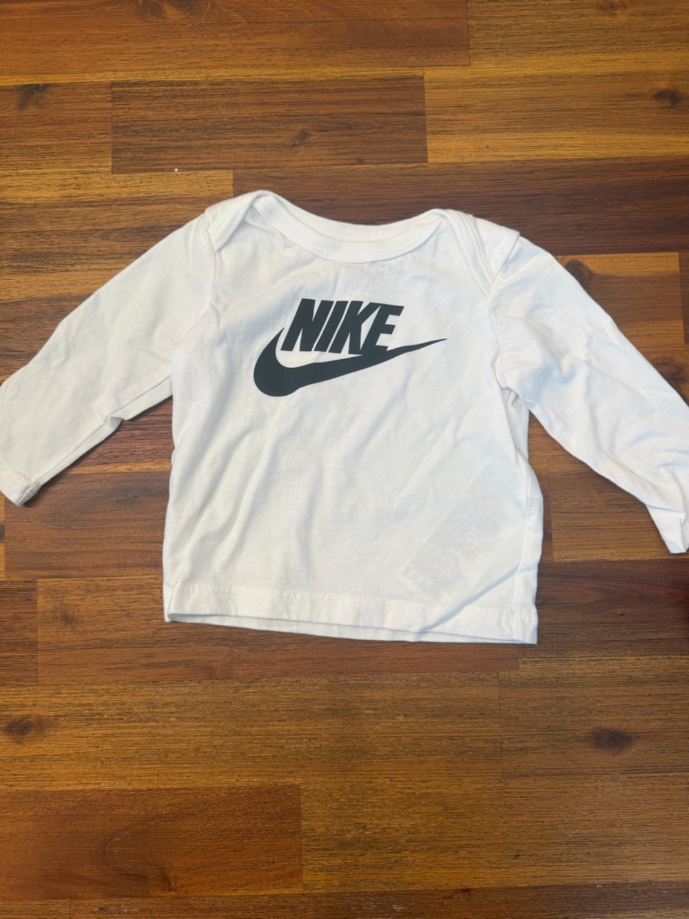 Nike White Long Sleeve Tee with Black Swoosh